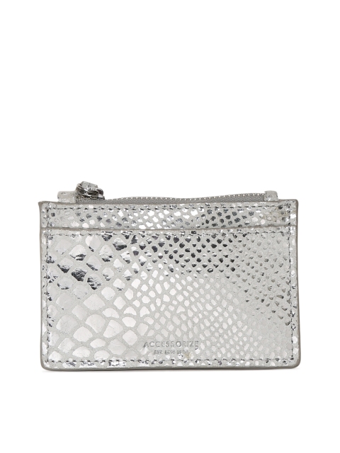 

Accessorize Women Silver-Toned Textured Zip Around Wallet