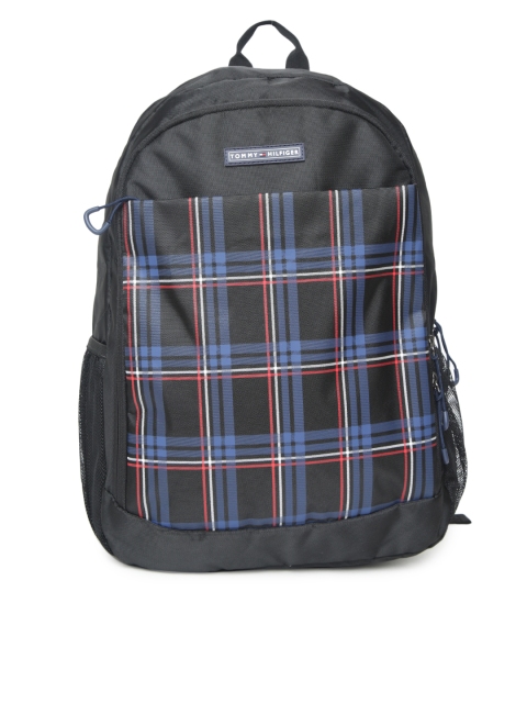 

Tommy Hilfiger Unisex Black & Blue Checked Laptop Backpack