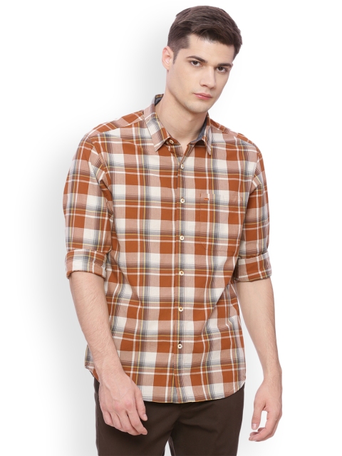 

Basics Men Brown Checked Slim Fit Casual Shirt