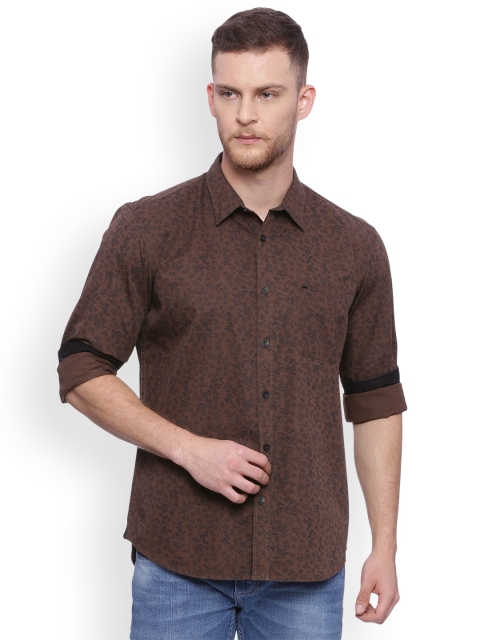 

Basics Men Brown Slim Fit Printed Casual Shirt