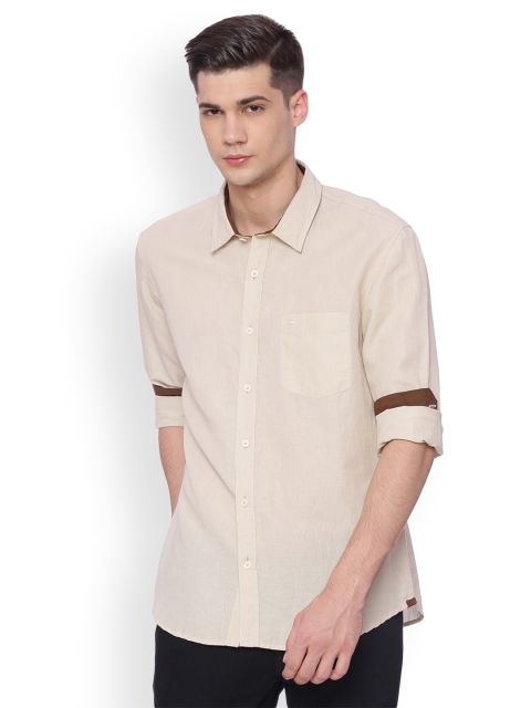 

Basics Men Beige Slim Fit Solid Casual Shirt