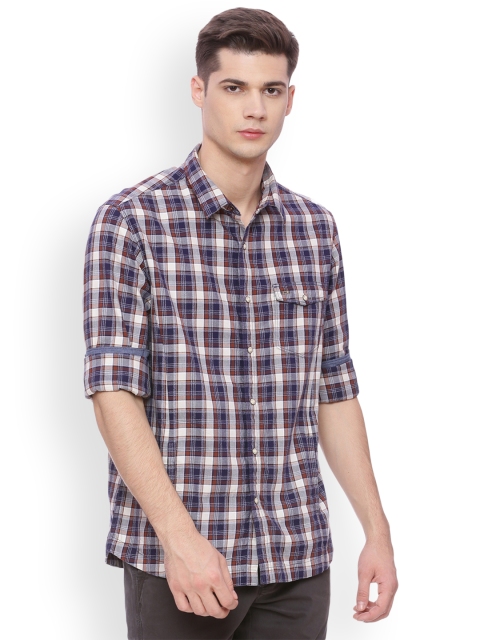 

Basics Men Brown Checked Slim Fit Casual Shirt