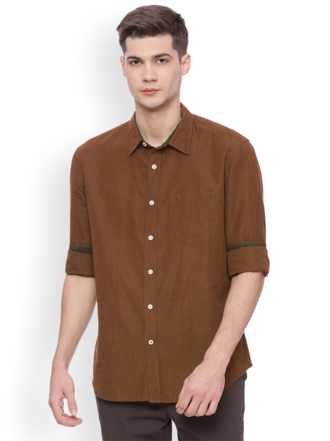 

Basics Men Brown Slim Fit Solid Casual Shirt