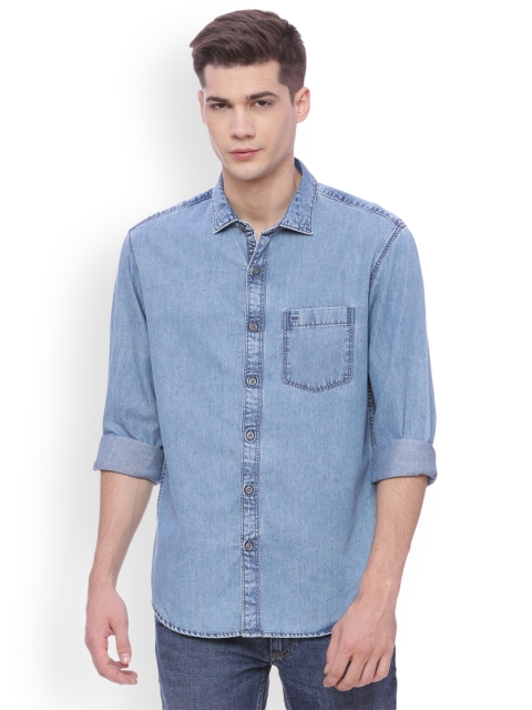 

Basics Men Blue Slim Fit Solid Casual Shirt