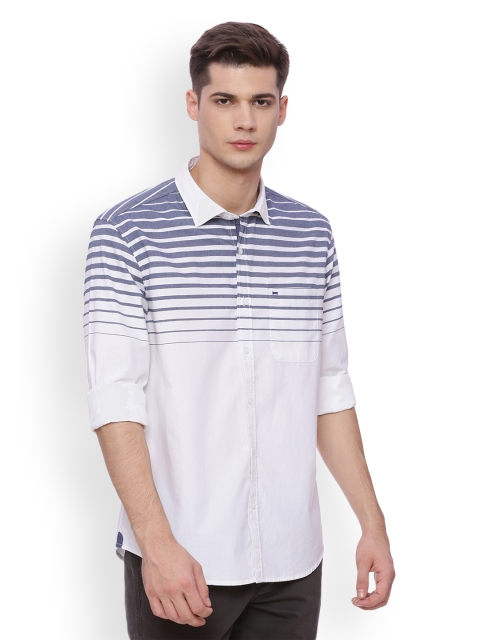 

Basics Men Blue & White Slim Fit Striped Casual Shirt