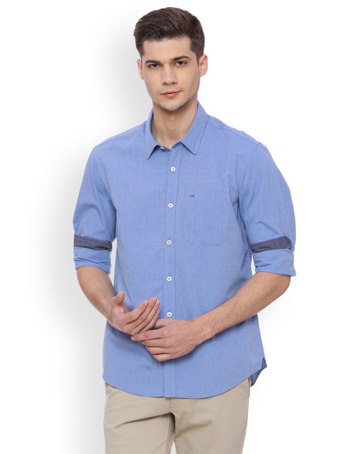 

Basics Men Blue Slim Fit Solid Casual Shirt