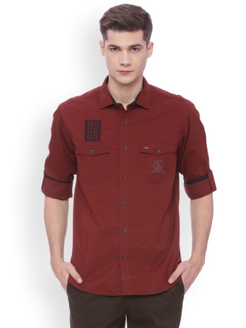 

Basics Men Red Slim Fit Solid Casual Shirt