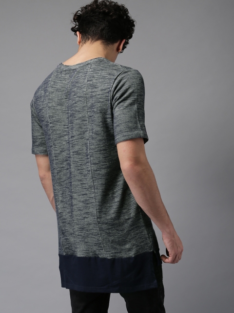 

Moda Rapido Men Navy Blue Self Design Round Neck T-shirt