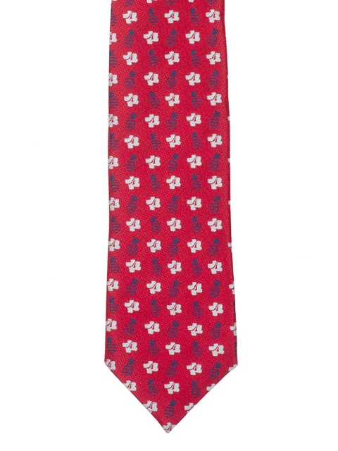 

Tossido Red Woven Design Skinny Tie