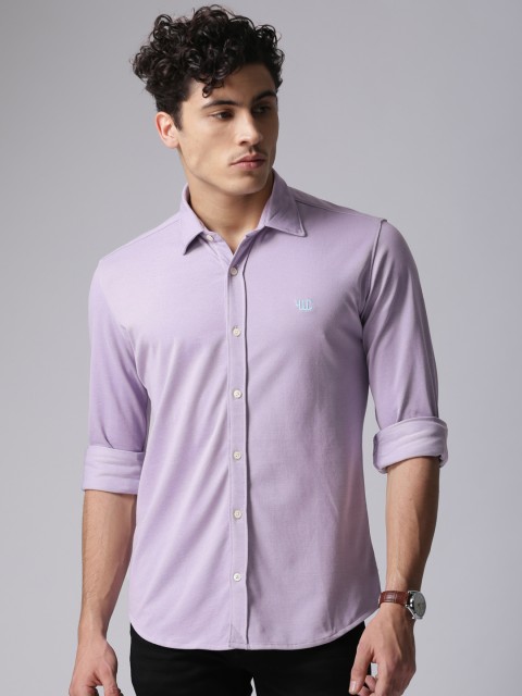 

YWC Men Lavender Classic Slim Fit Solid Casual Shirt