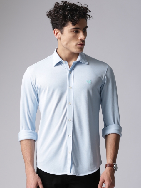 

YWC Men Blue Classic Slim Fit Solid Casual Shirt