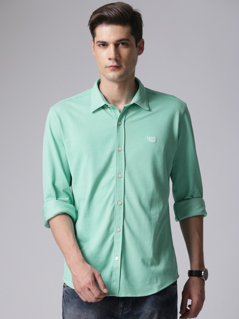 

YWC Men Green Classic Slim Fit Solid Casual Shirt