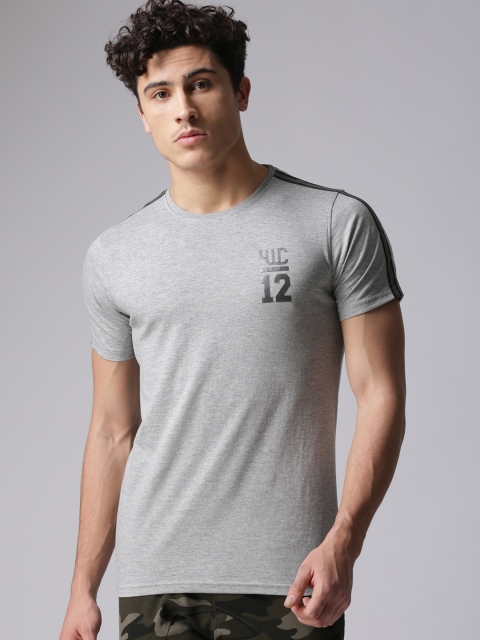 

YWC Men Grey Melange Solid T-shirt