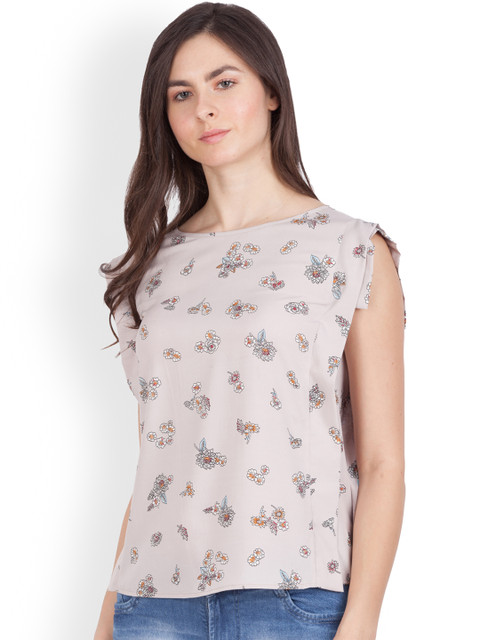 

Zink London Women Taupe Printed Top