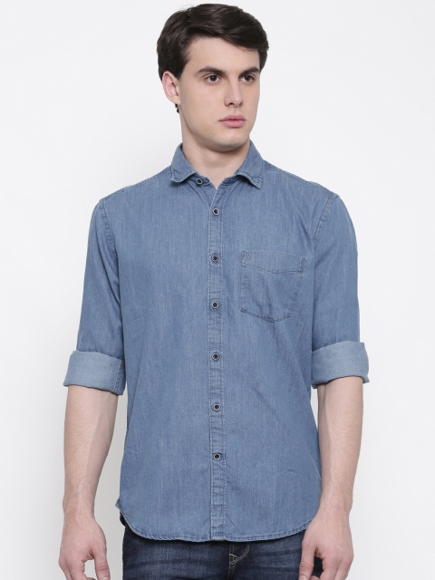 

CODE by Lifestyle Men Blue Smart Fit Solid Denim Shirt