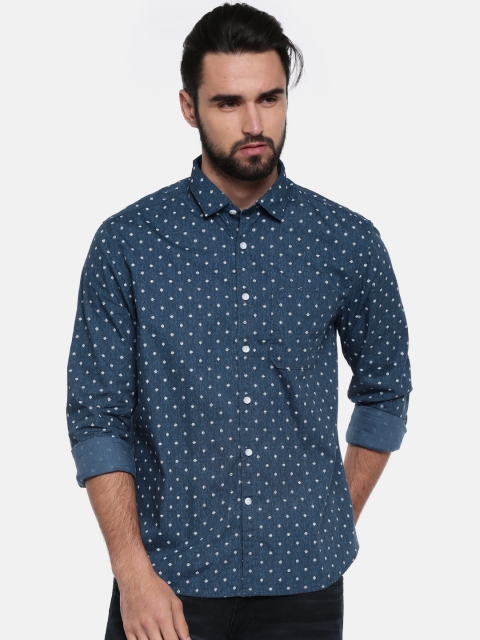 

CODE by Lifestyle Men Navy Blue Slim Fit Printed Casual Shirt