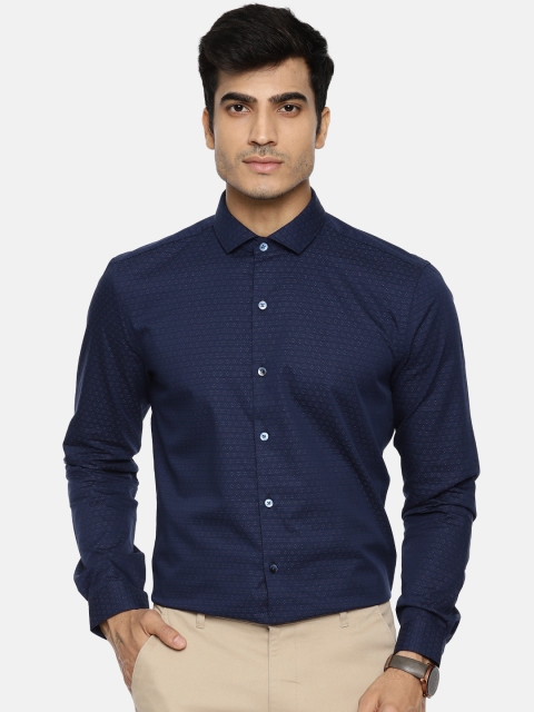 

CODE by Lifestyle Men Navy Blue Slim Fit Self Design Casual Shirt