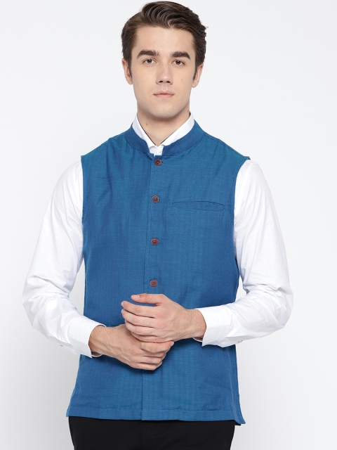 

Melange by Lifestyle Blue Self-Design Nehru Jacket