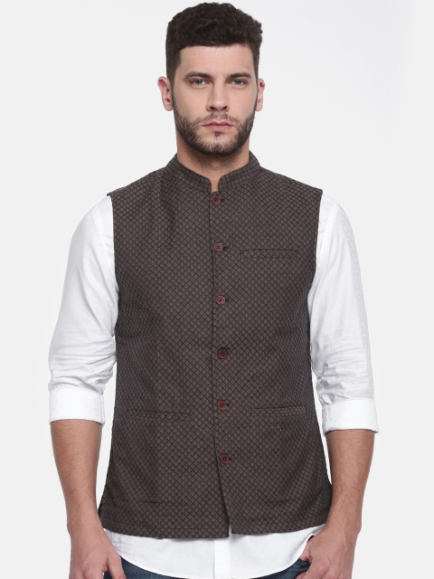 

Melange by Lifestyle Brown Self-Design Nehru Jacket