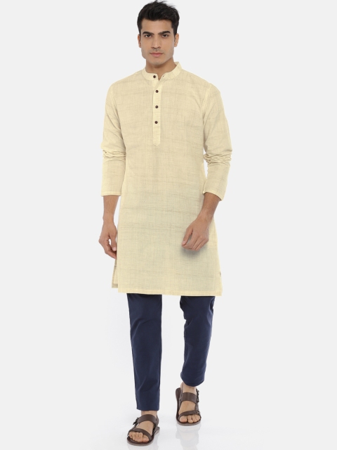 

Melange by Lifestyle Men Beige Solid Straight Kurta