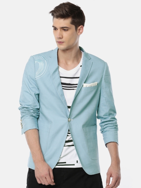 

The Indian Garage Co Blue Single-Breasted Slim Fit Casual Blazer