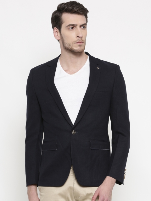 

The Indian Garage Co Navy Solid Slim Fit Casual Blazer, Navy blue