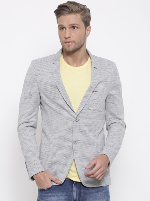 

The Indian Garage Co Grey Self-Design Slim Fit Casual Blazer