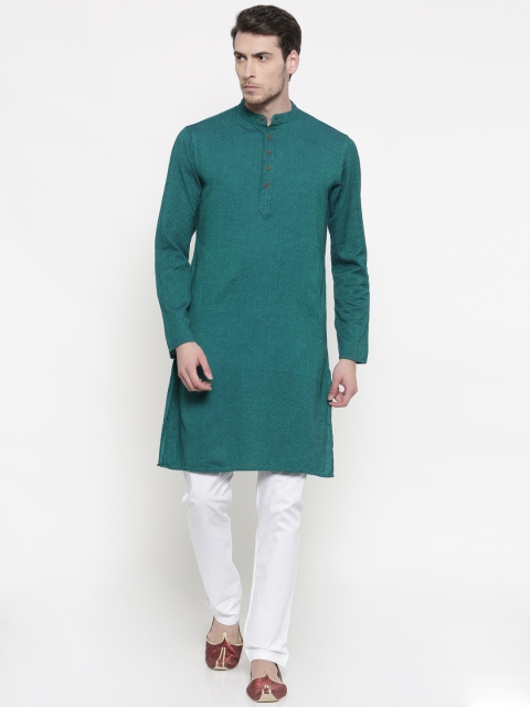 

Freehand Men Green & White Printed Kurta with Pyjamas