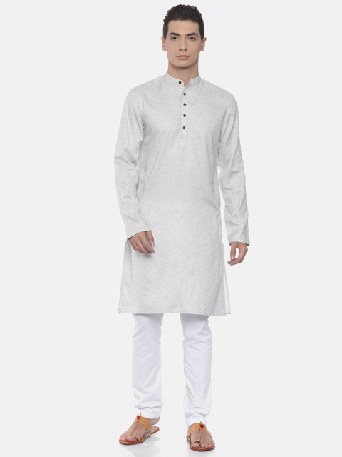 

Freehand Men Grey & White Self Design Kurta with Pyjamas