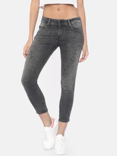 

Pepe Jeans Women Black Lola Regular Fit Mid-Rise Clean Look Stretchable Jeans