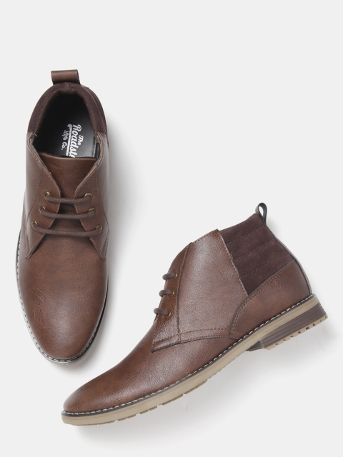 

Roadster Men Coffee Brown Solid Mid-Top Flat Boots