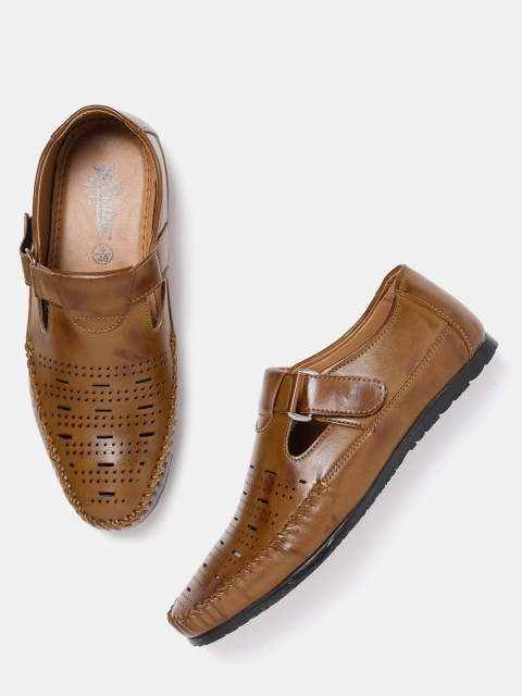 

Roadster Men Tan Brown Shoe-Style Sandals with Cut-Out Detail