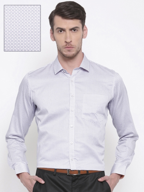 

Van Heusen Men White & Blue Slim Fit Printed Formal Shirt