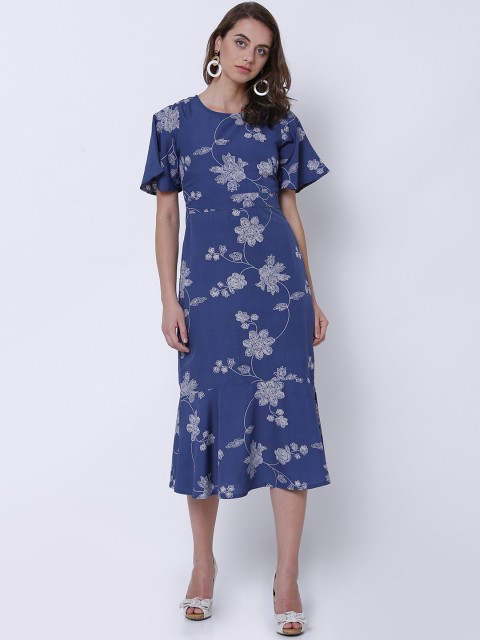 

Tokyo Talkies Women Blue Printed Sheath Dress