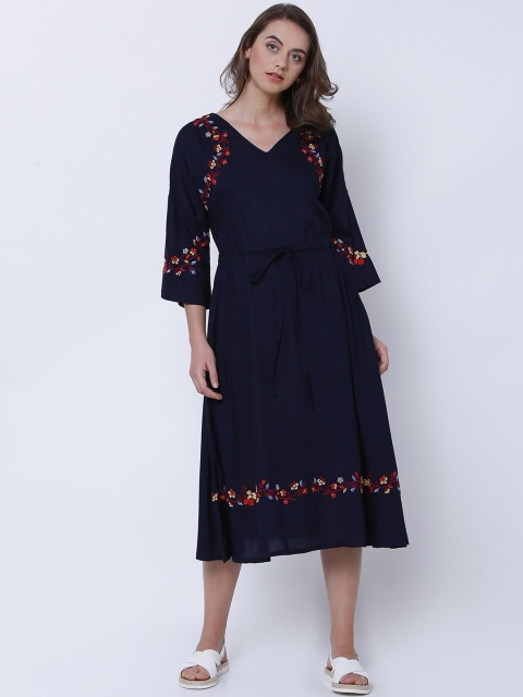 

Tokyo Talkies Women Navy Blue Solid A-Line Dress