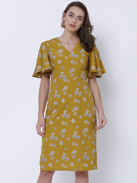 

Tokyo Talkies Women Mustard Printed Sheath Dress