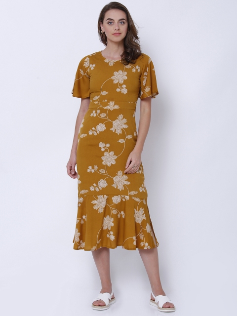 

Tokyo Talkies Women Mustard Printed Sheath Dress