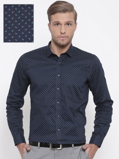 

Van Heusen Men Navy Blue Slim Fit Printed Formal Shirt