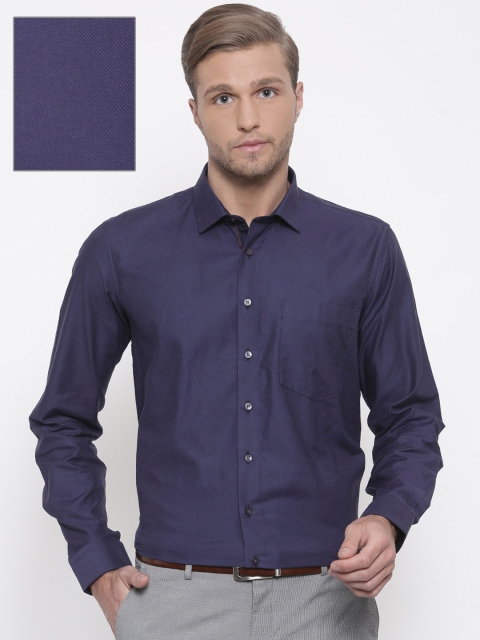 

Van Heusen Men Navy Blue Comfort Regular Fit Self Design Formal Shirt