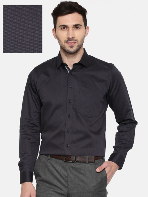 

Van Heusen Men Black Slim Fit Self Design Casual Shirt