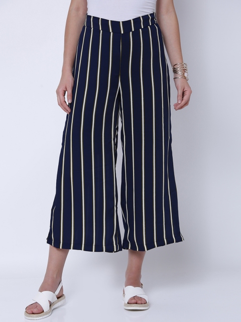 

Tokyo Talkies Women Navy Blue Wide Leg Striped Palazzos