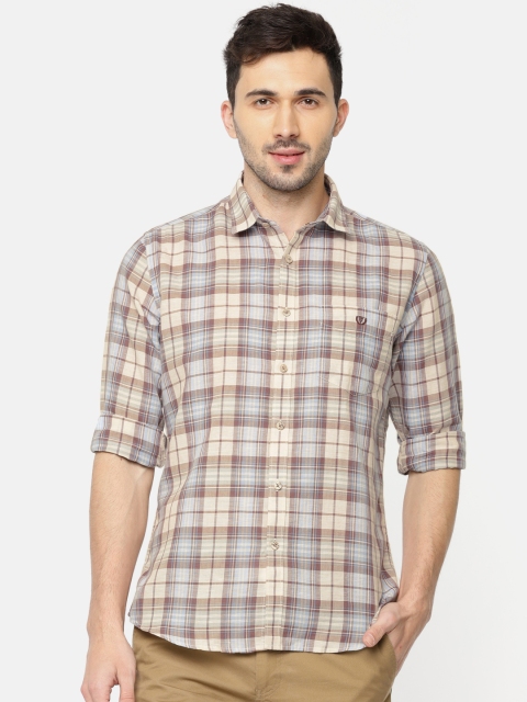 

Van Heusen Sport Men Beige & Brown Slim Fit Checked Casual Shirt