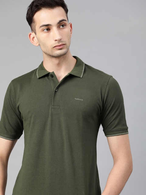 

Van Heusen Men Olive Green Solid Lasting color Polo Collar T-shirt