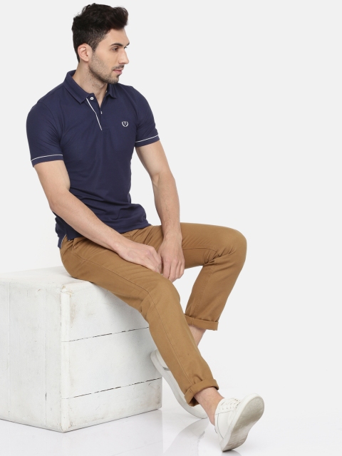 

Van Heusen Sport Men Navy Blue Solid Polo Collar T-shirt