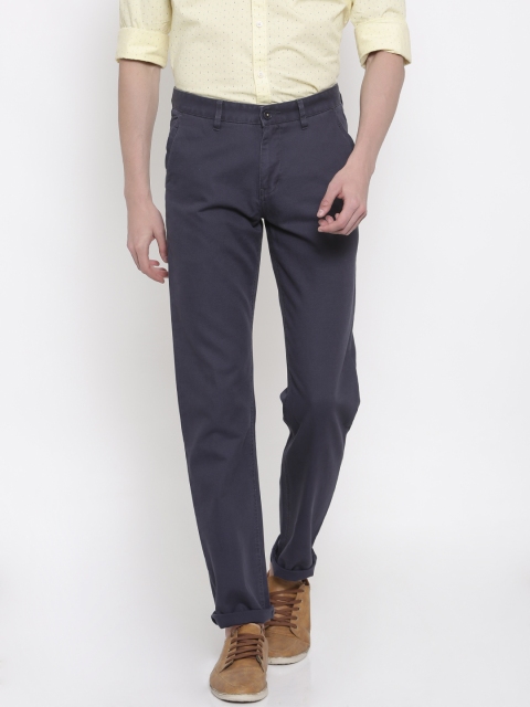 

Van Heusen Sport Men Navy Blue Slim Fit Solid Regular Trousers
