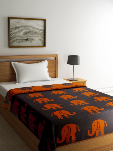 

Pluchi Kids Charcoal & Orange Conversational Print AC Room 400 GSM Blanket