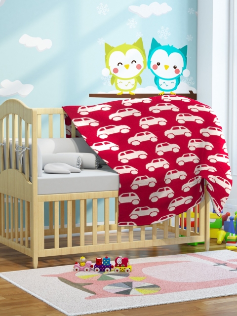 

Pluchi Red & White Cartoon Characters AC Room 400 GSM Baby Blanket