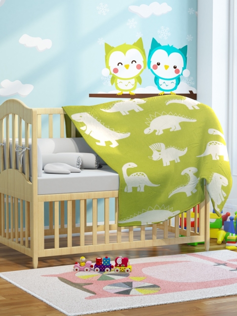 

Pluchi Kids Green Cartoon Characters AC Room 400 GSM Single Bed Blanket