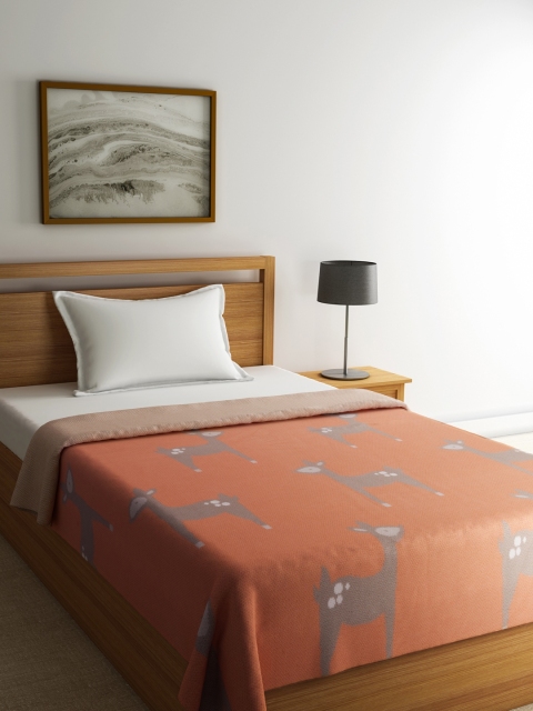 

Pluchi Kids Rust & Grey Cartoon Characters AC Room 400 GSM Blanket