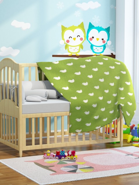 

Pluchi Green Bird Print AC Room 400 GSM Baby Blanket